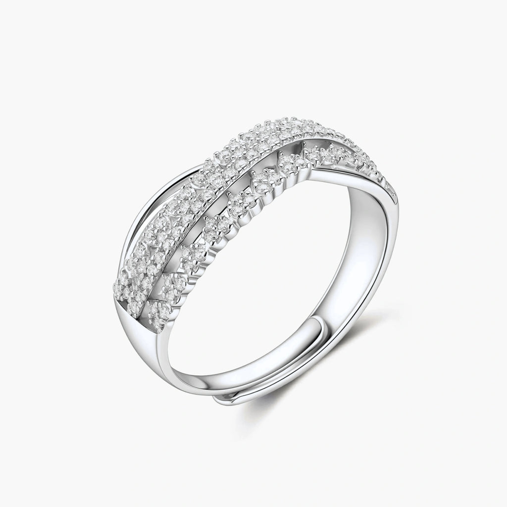 Orbital Crossing Band - lab-created moissanite ring in 925 sterling silver - view 2