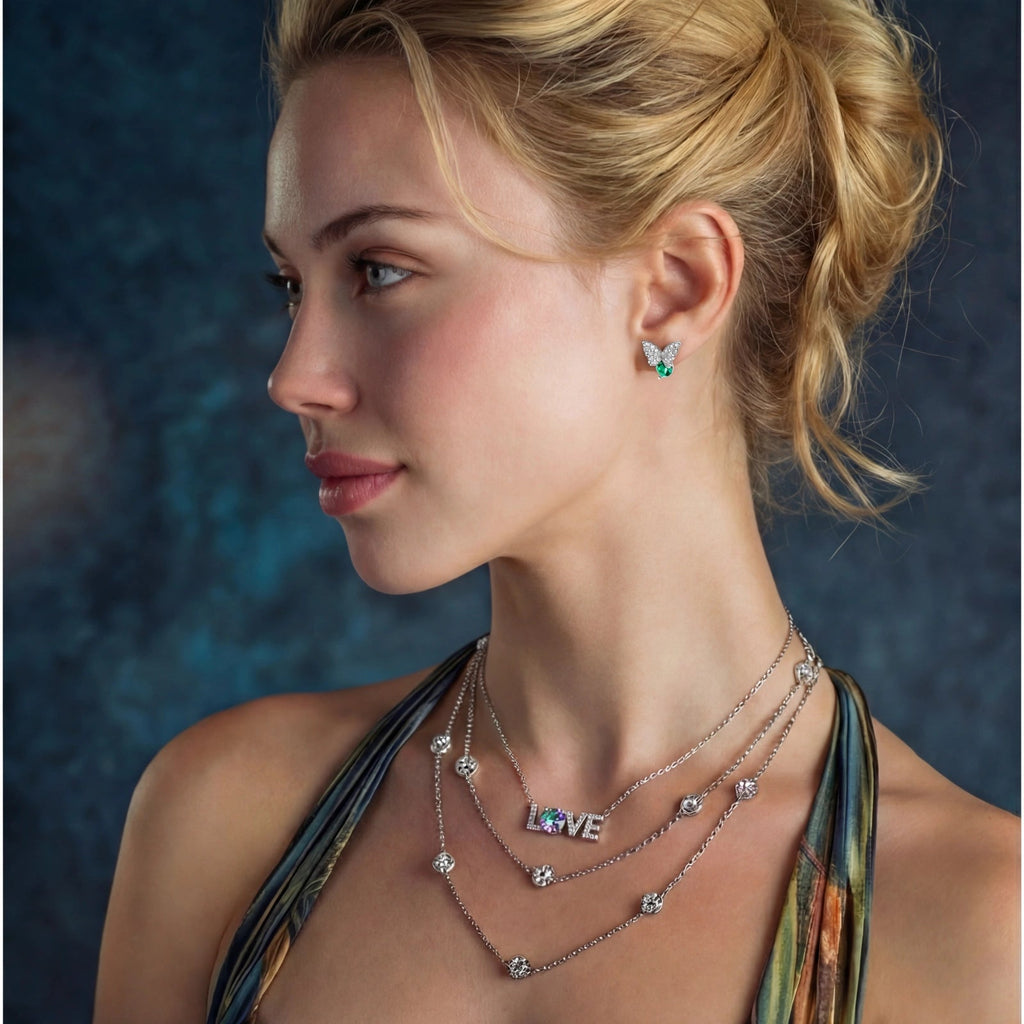 Butterfly Transformation Studs - lab-created moissanite earring in 925 sterling silver - view 4