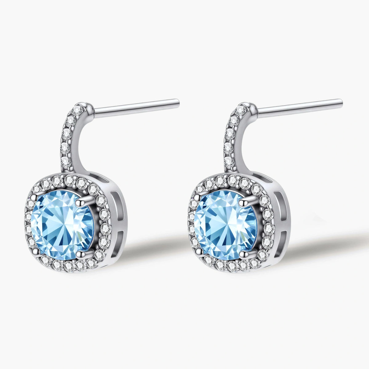 Azure Vigil Drops - blue lab-created moissanite earring in 925 sterling silver - view 2
