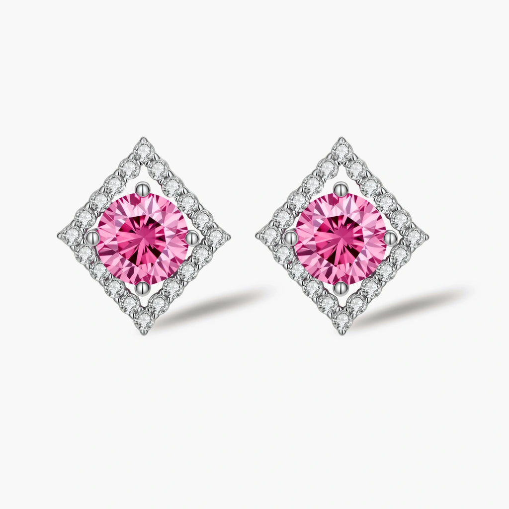 Lumen Halo Studs - near colorless lab-created moissanite earring in 925 sterling silver - view 3