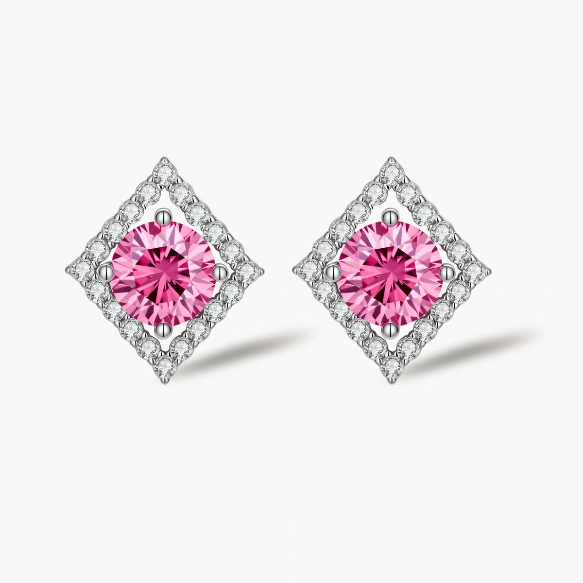 Lumen Halo Studs - near colorless lab-created moissanite earring in 925 sterling silver - view 3