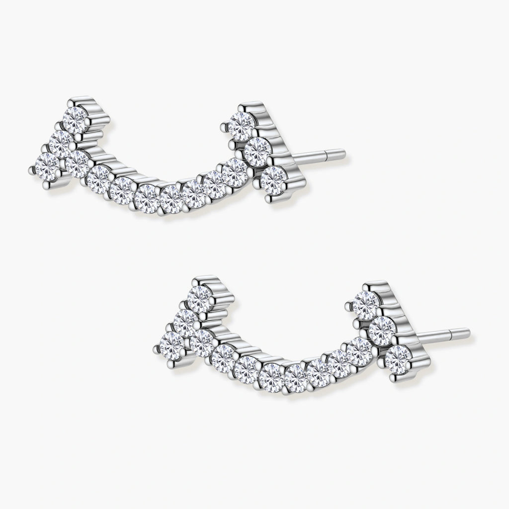 Crescent Arc Climbers - lab-created moissanite earring in 925 sterling silver - view 2