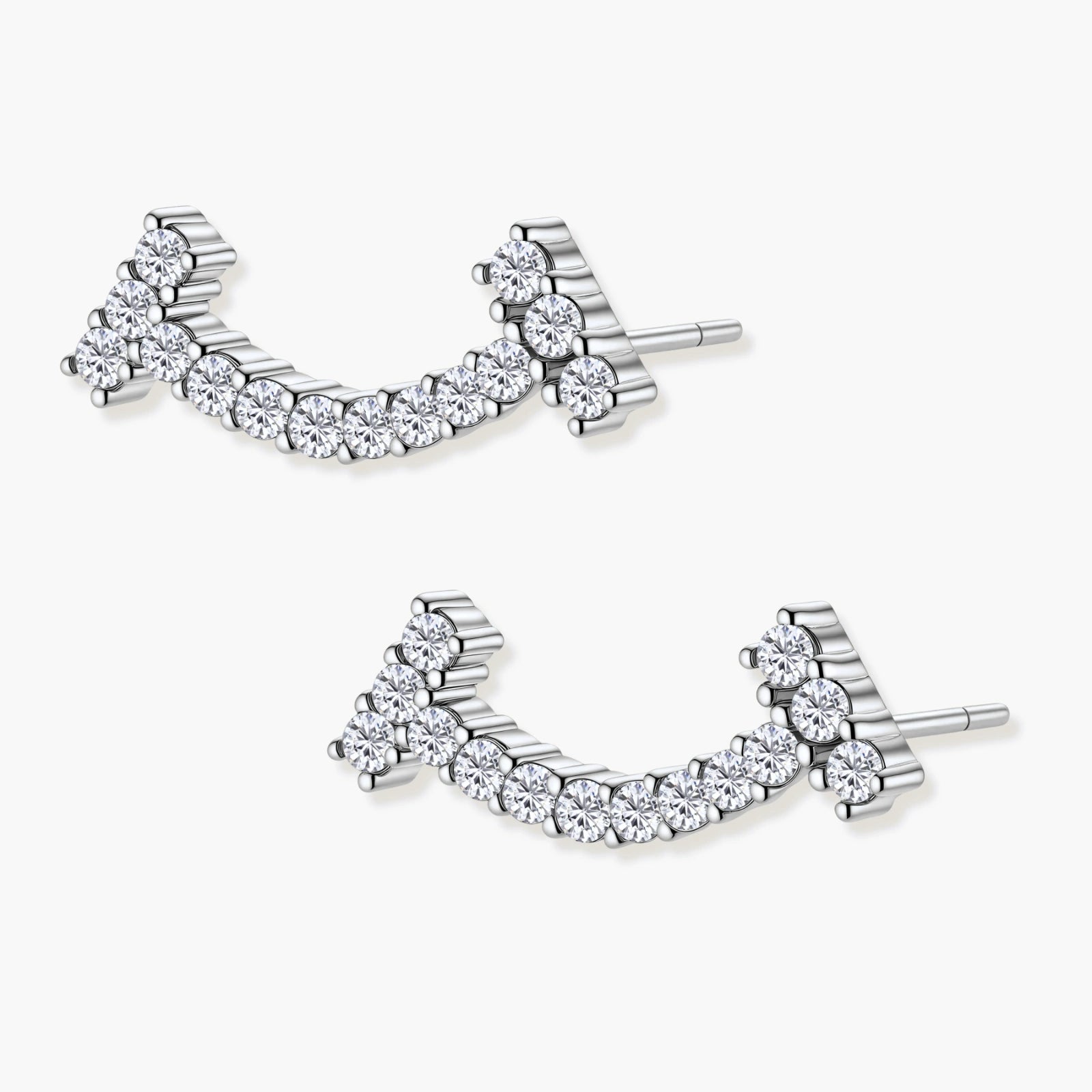 Crescent Arc Climbers - lab-created moissanite earring in 925 sterling silver - view 2