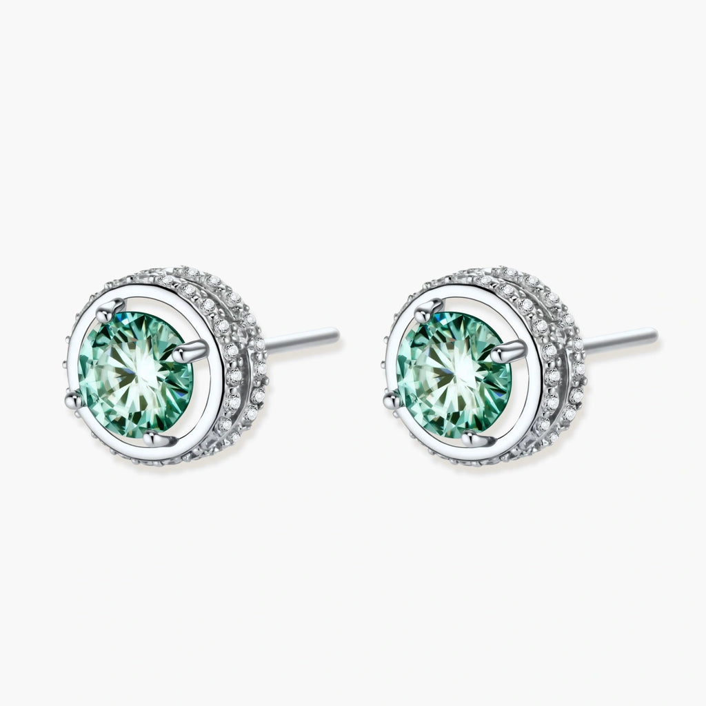Umbra Orbit Studs - green lab-created moissanite earring in 925 sterling silver - view 3