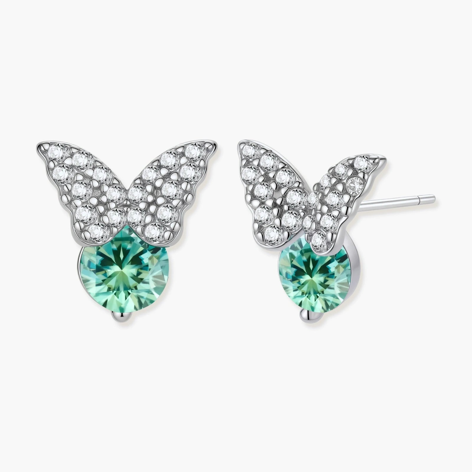 Butterfly Transformation Studs - lab-created moissanite earring in 925 sterling silver - view 2