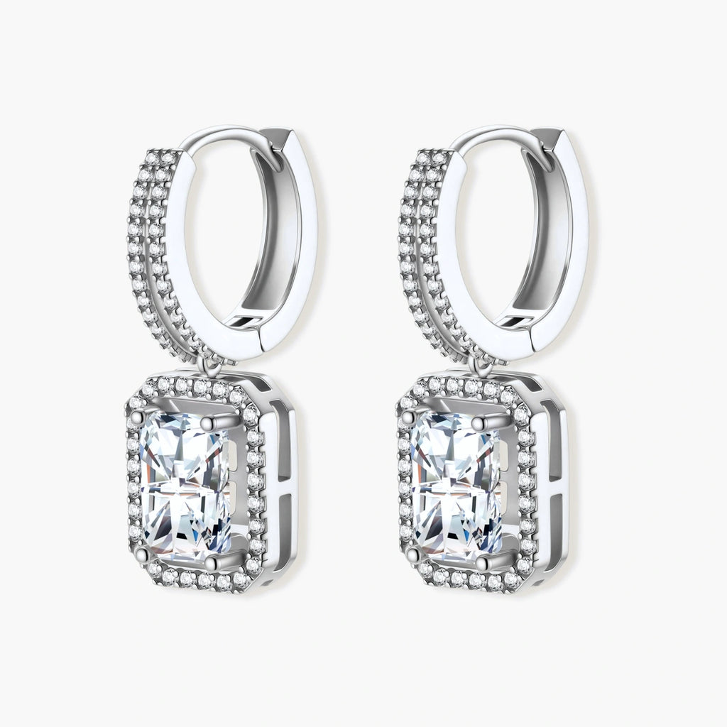 Obelisk Drops - near colorless lab-created moissanite earring in 925 sterling silver - view 2