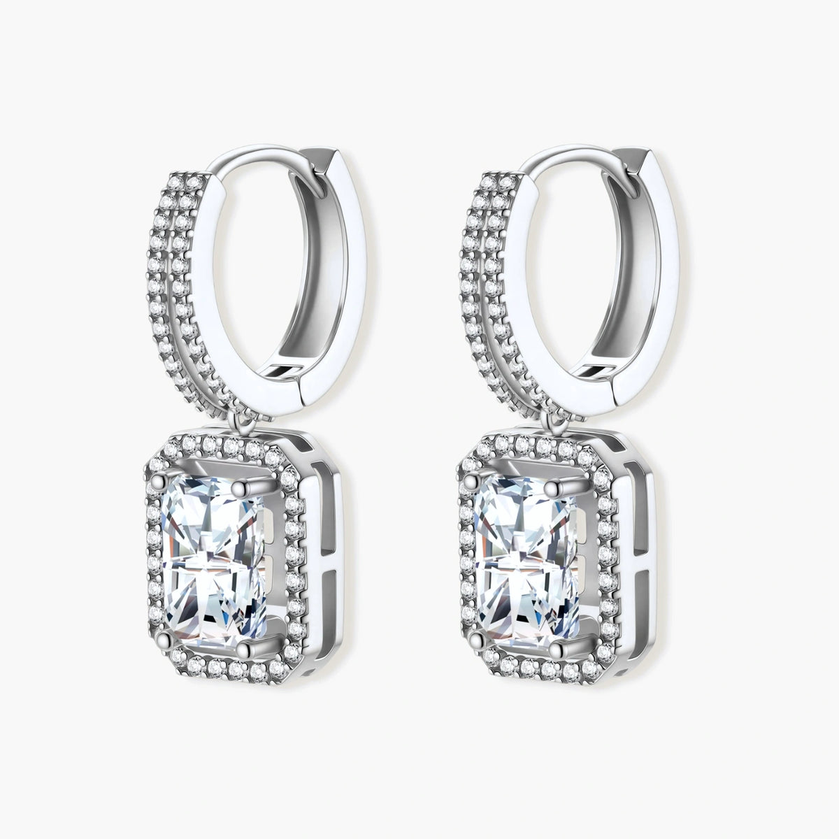 Obelisk Drops - near colorless lab-created moissanite earring in 925 sterling silver - view 2