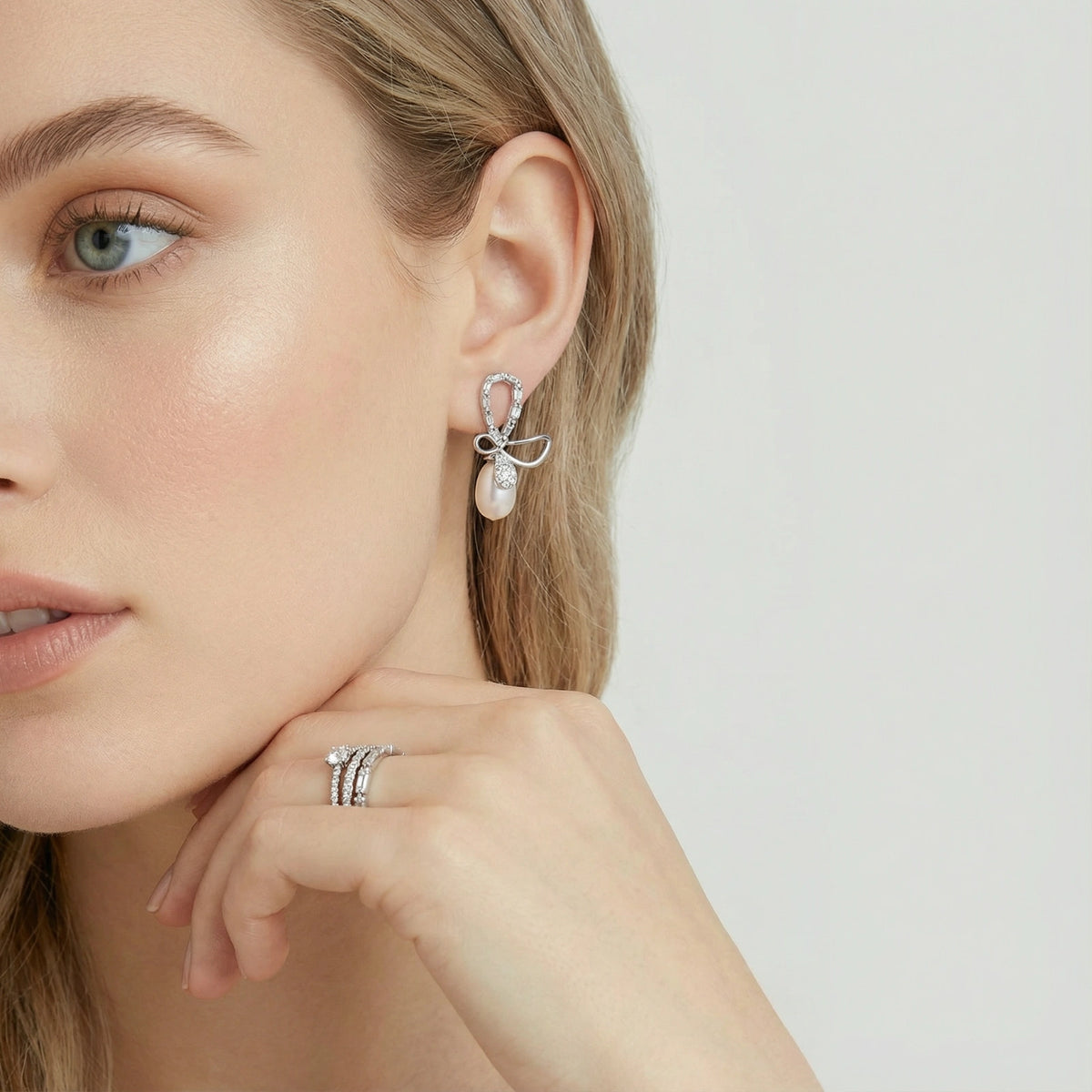 Bow Pearl Drop Earrings