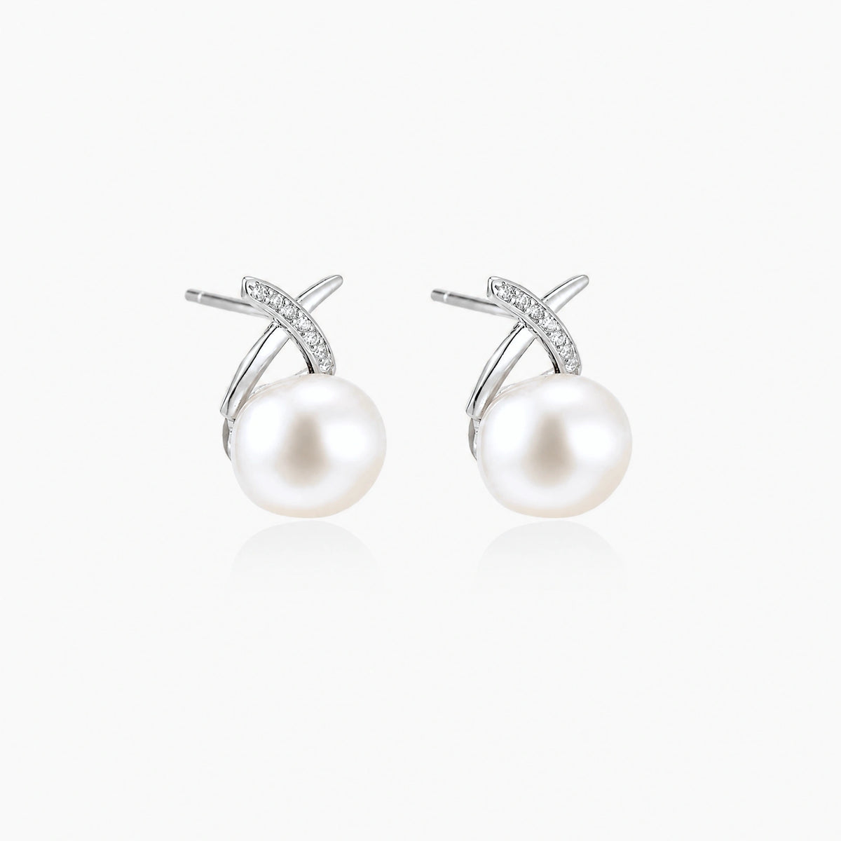 Pearl Cross Stud Earrings