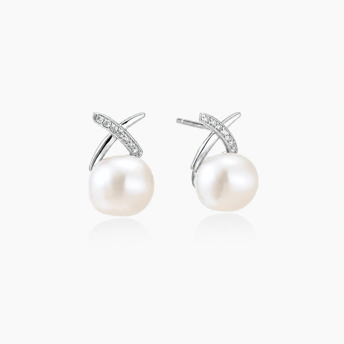 Pearl Cross Stud Earrings