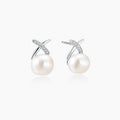 Pearl Cross Stud Earrings