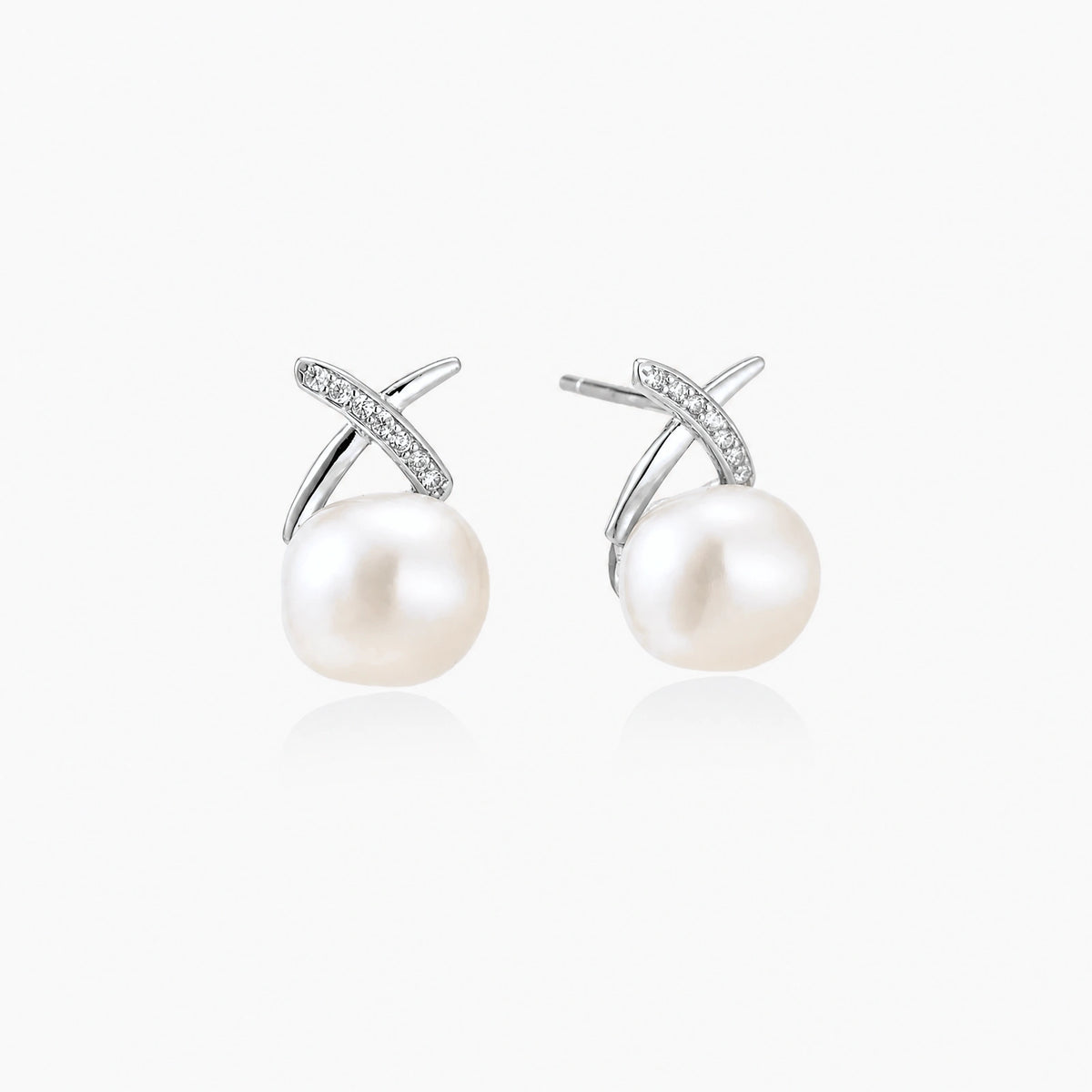 Pearl Cross Stud Earrings