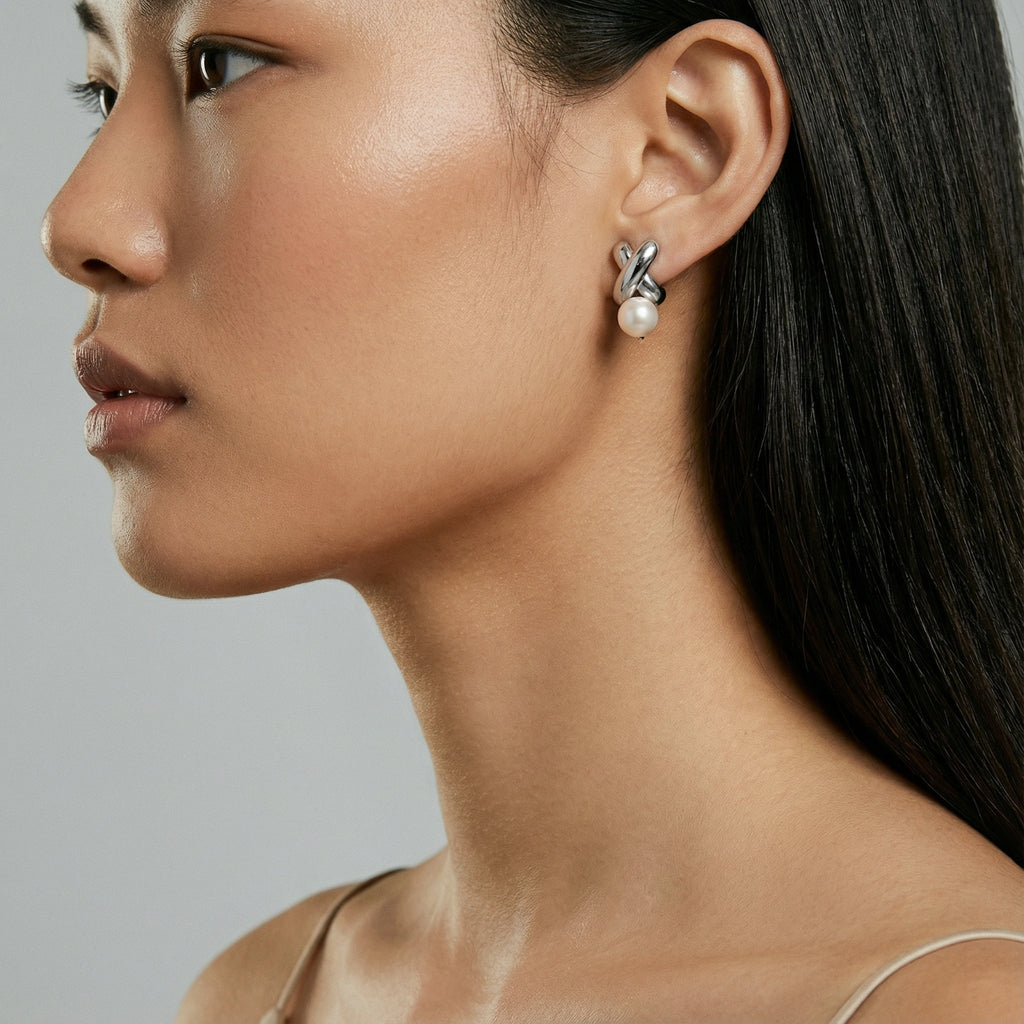 Twist Pearl Stud Earrings
