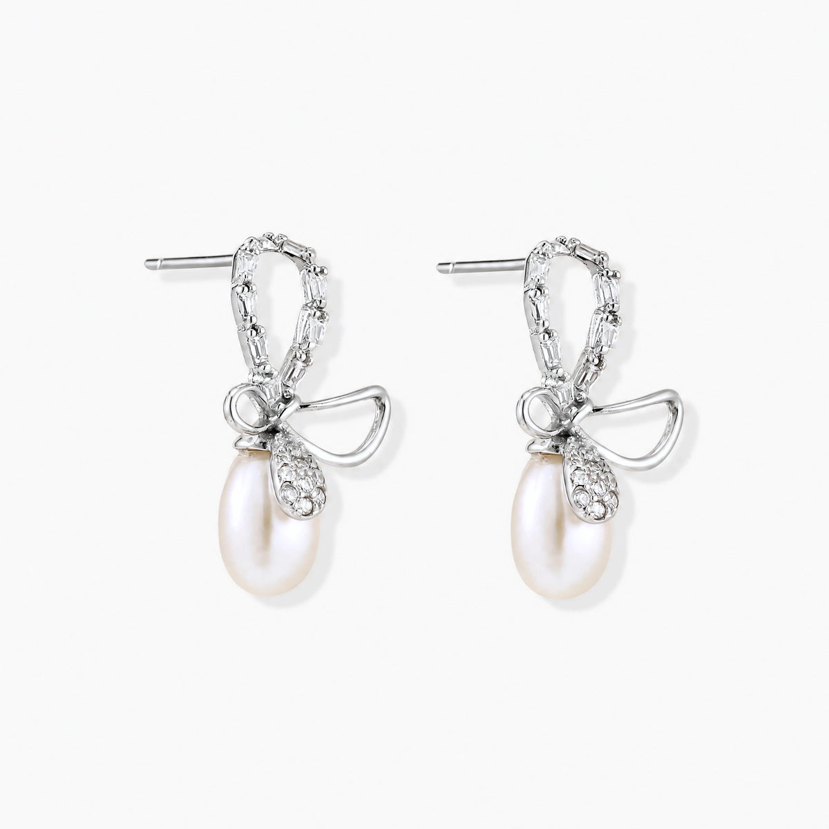 Bow Pearl Drop Earrings