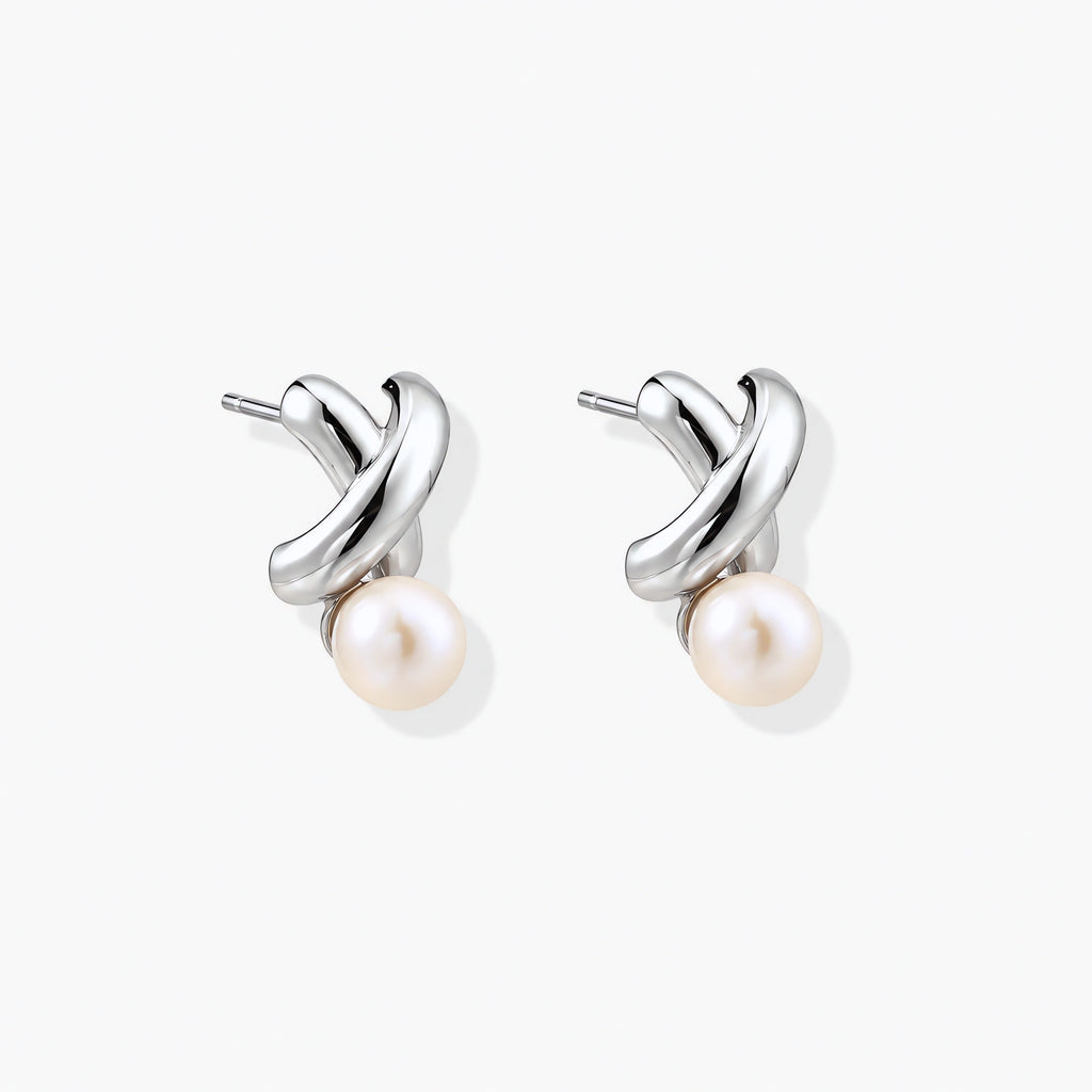 Twist Pearl Stud Earrings