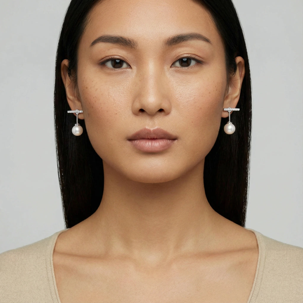 Pearl T-Bar Earrings