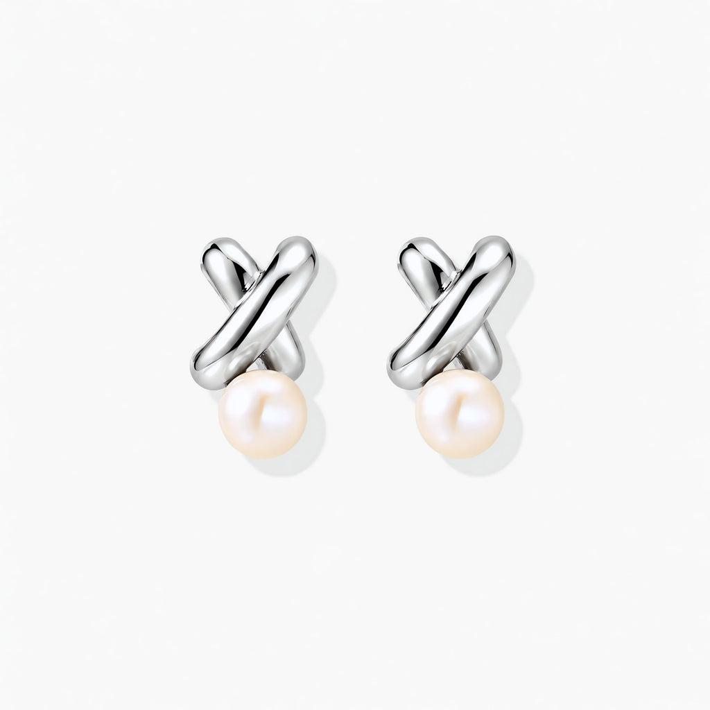 Twist Pearl Stud Earrings