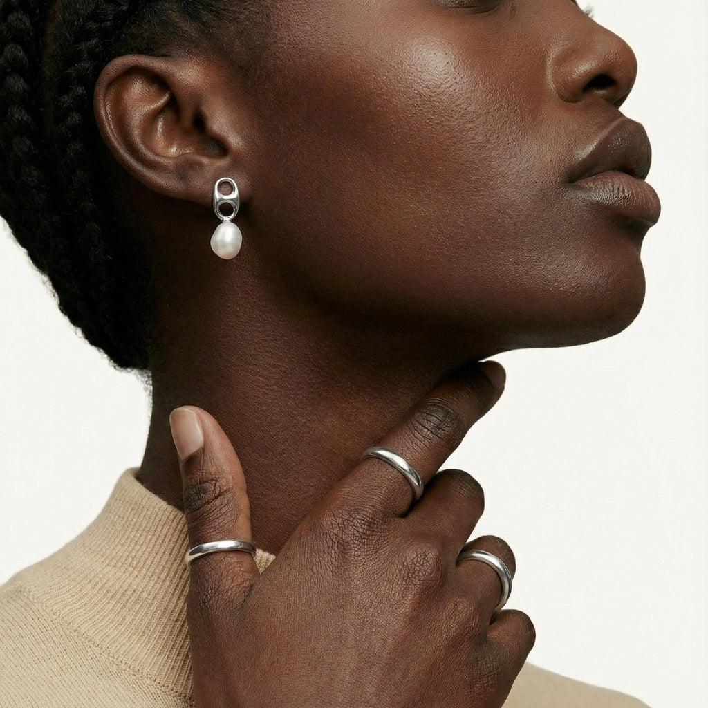 Pearl Link Drop Earrings