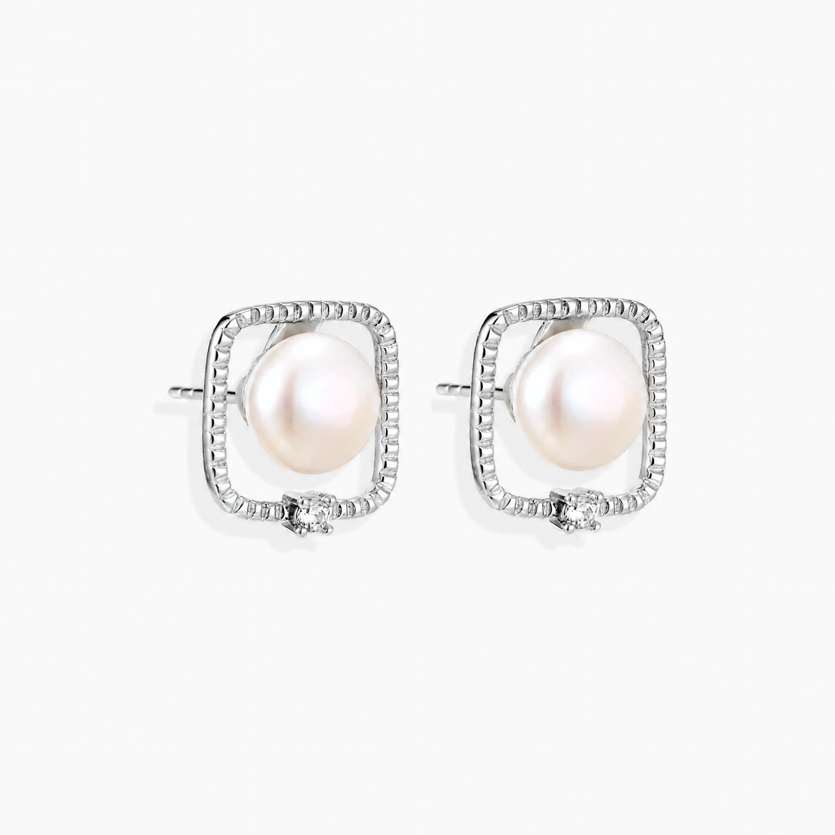 Pearl Square Halo Studs