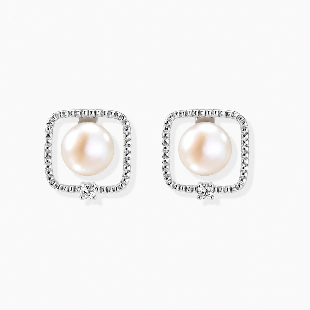 Pearl Square Halo Studs