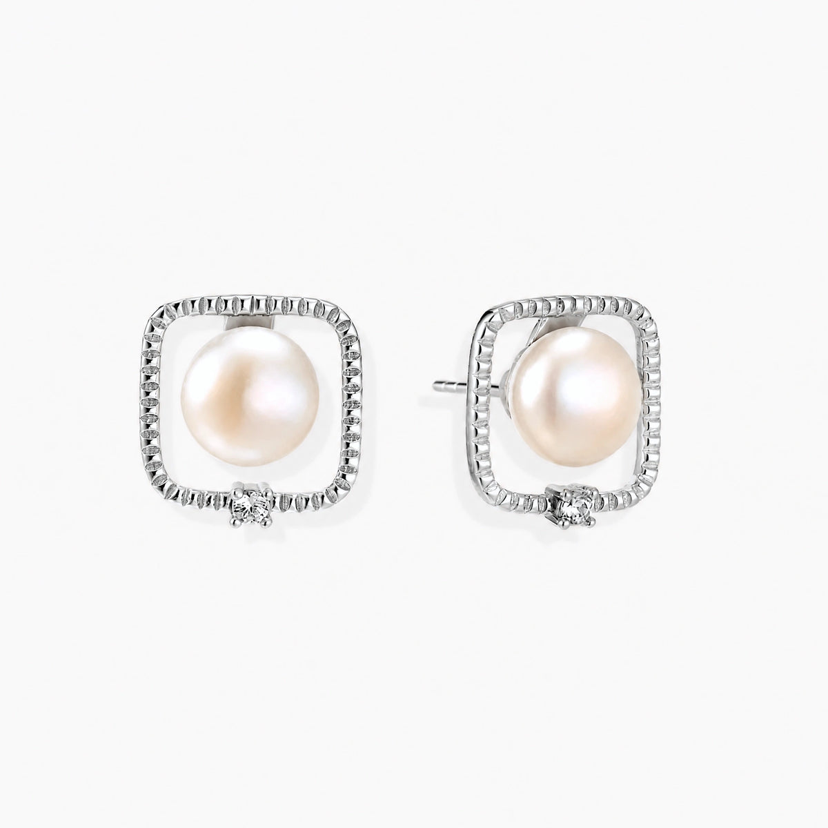 Pearl Square Halo Studs