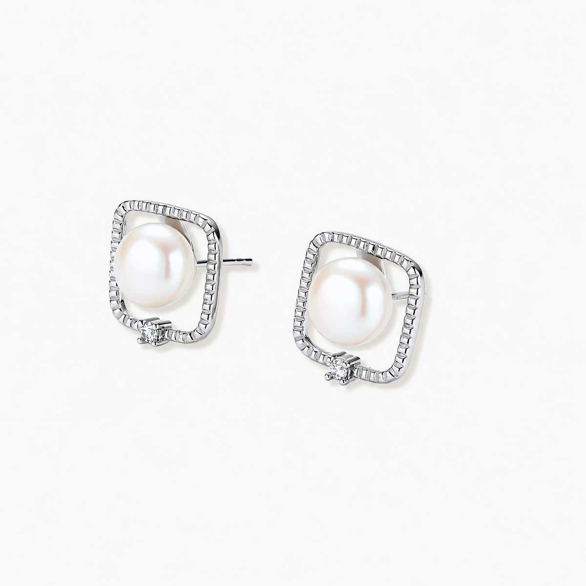 Pearl Square Halo Studs