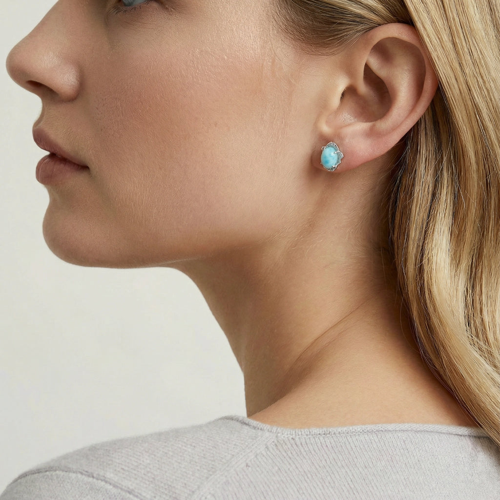 Larimar Stud Earrings