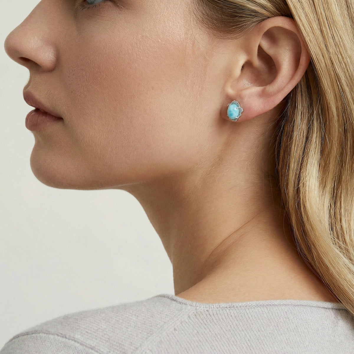 Larimar Stud Earrings