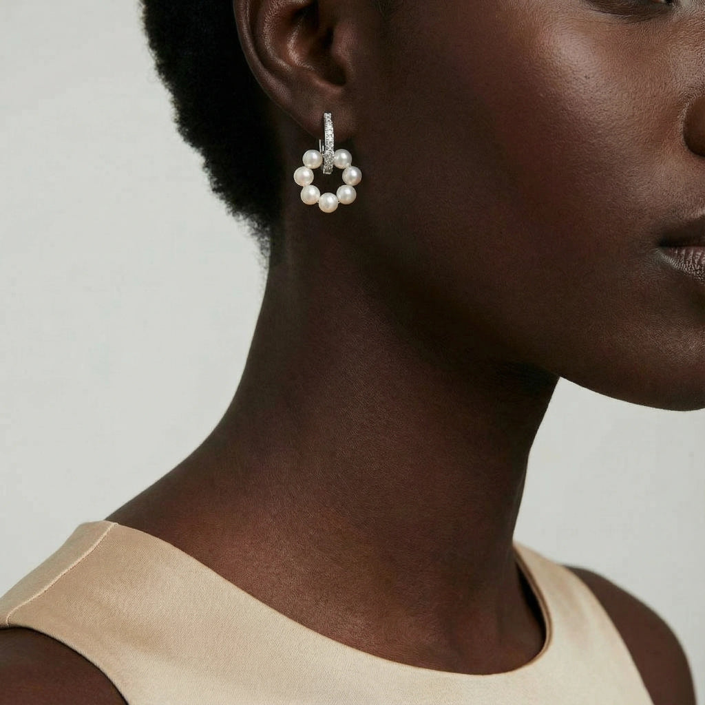 Pearl Cluster Huggie Hoops