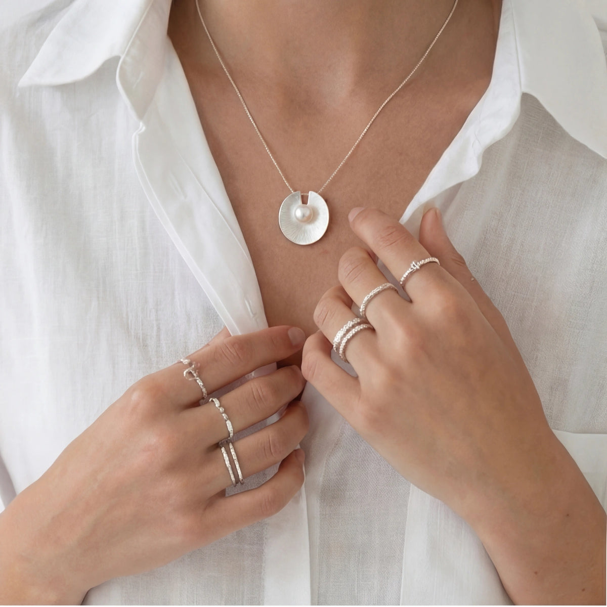 Pearl Disc Pendant Necklace
