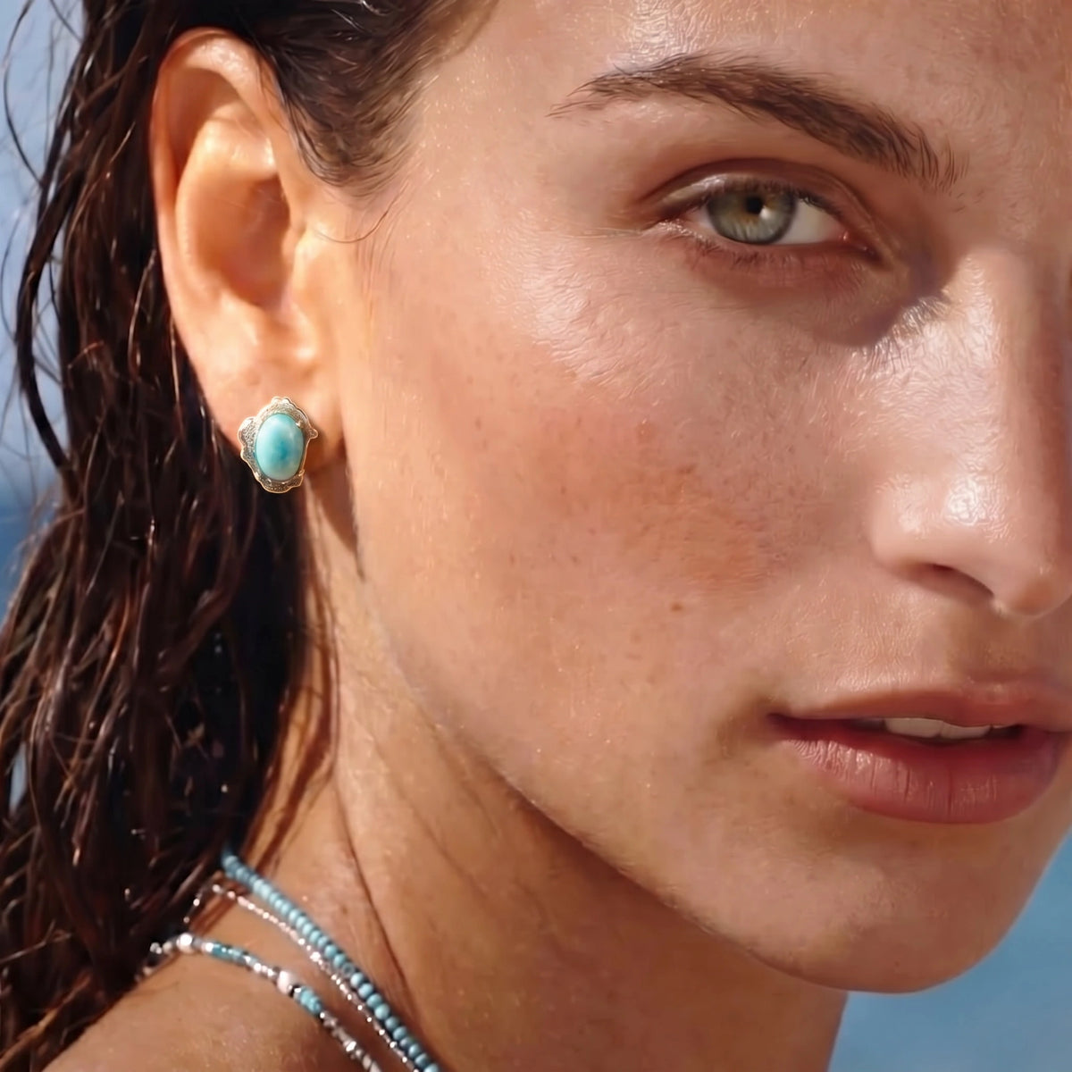 Larimar Stud Earrings