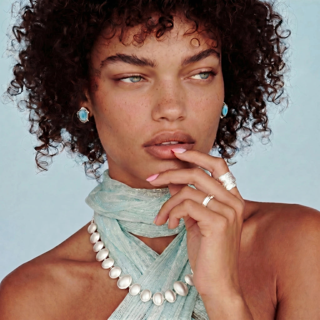 Larimar Stud Earrings