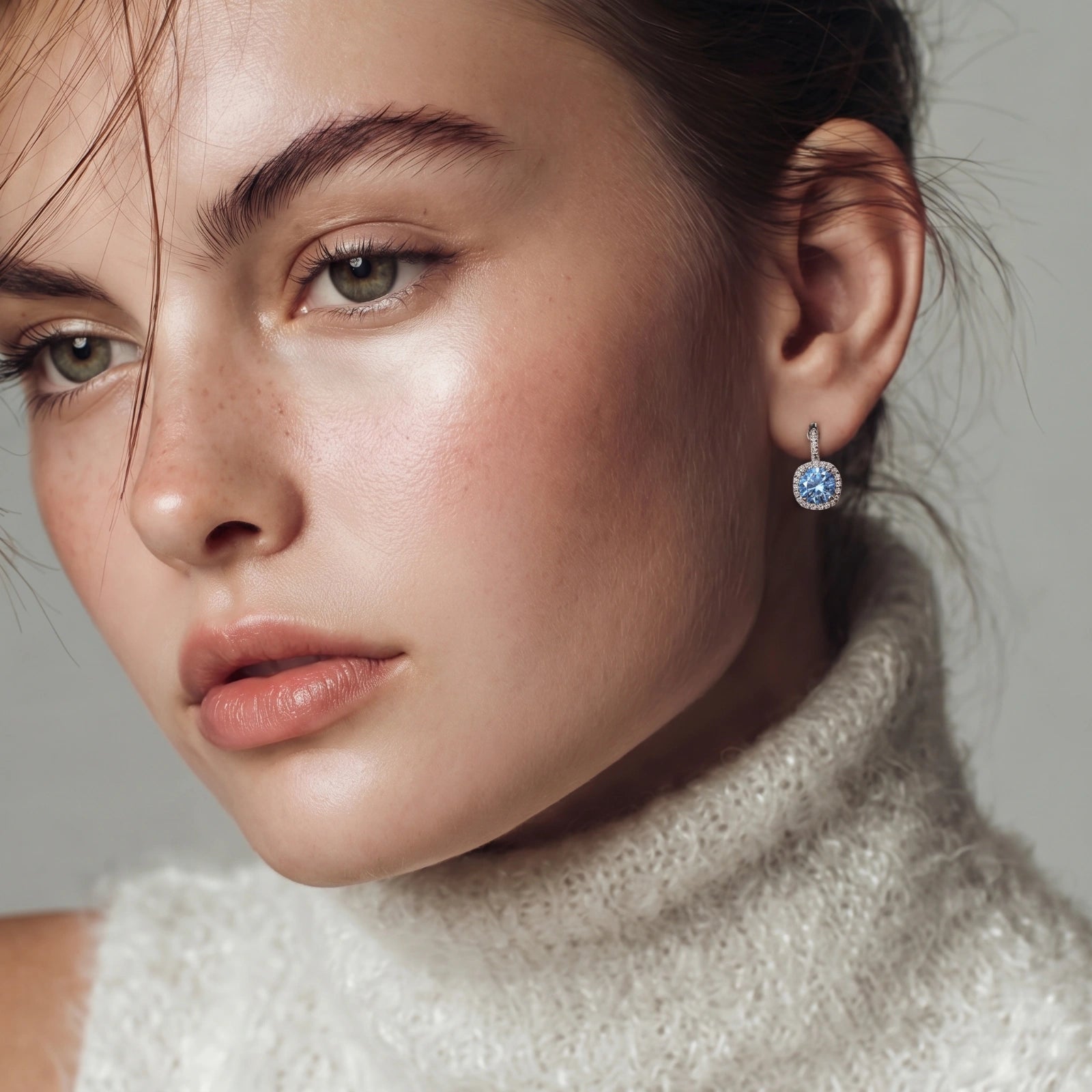 Azure Vigil Drops - blue lab-created moissanite earring in 925 sterling silver - view 3