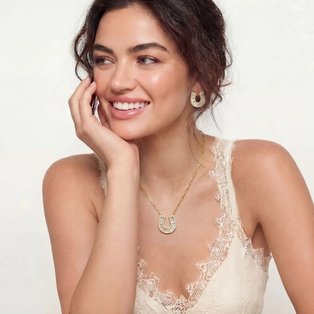 Horseshoe Necklace and Earring Set
