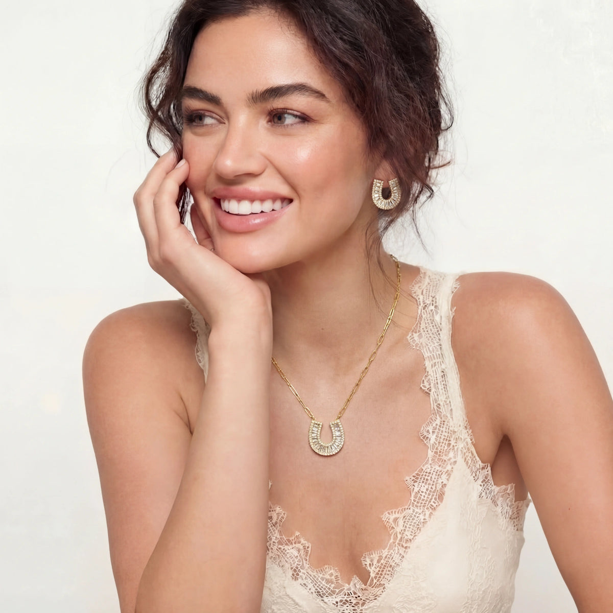 Horseshoe Necklace and Earring Set