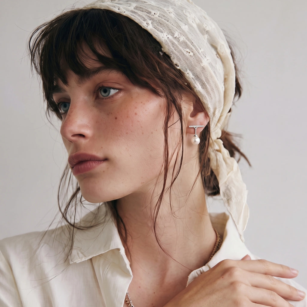 Pearl T-Bar Earrings