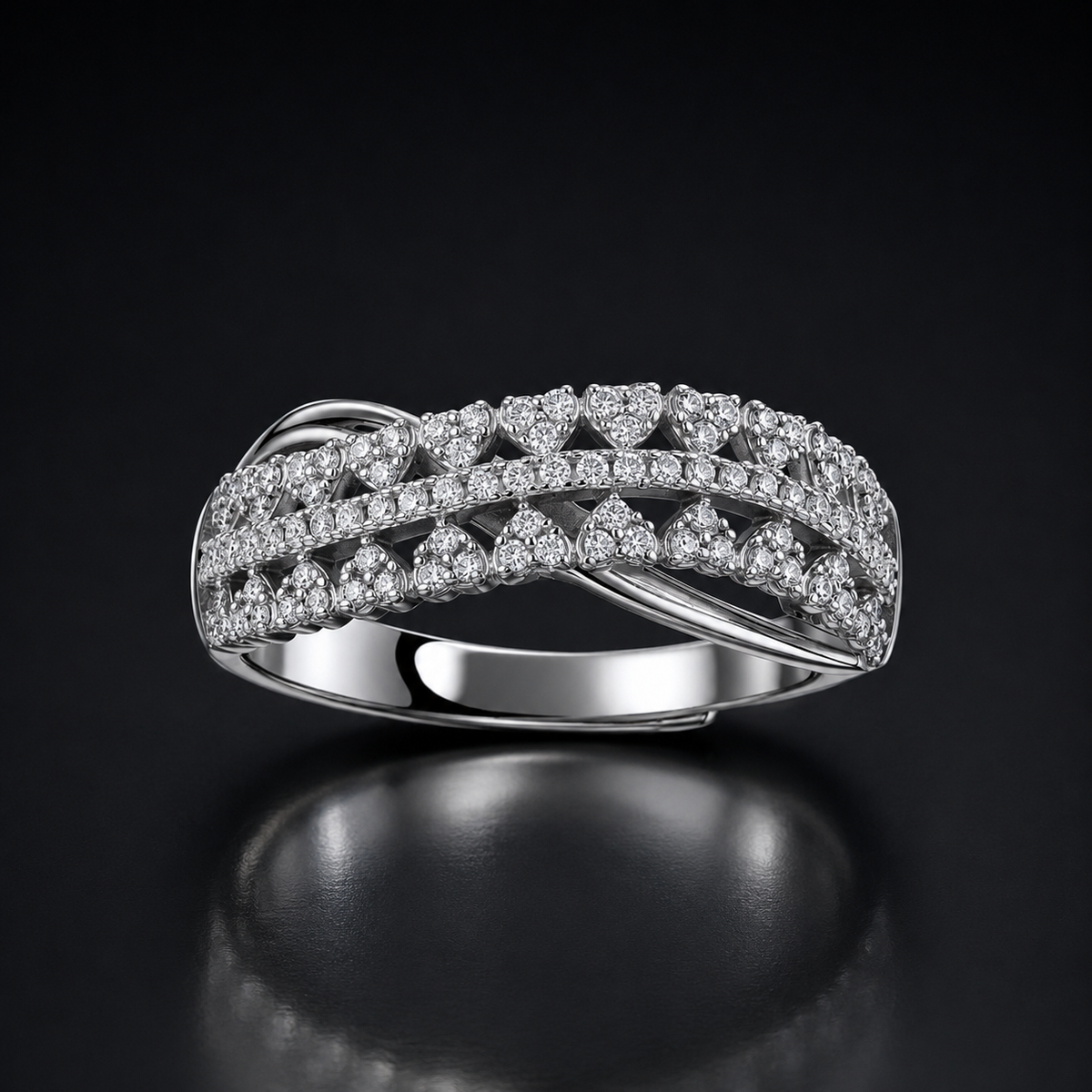 Orbital Crossing Band - lab-created moissanite ring in 925 sterling silver