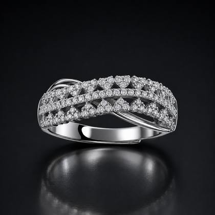 Orbital Crossing Band - lab-created moissanite ring in 925 sterling silver