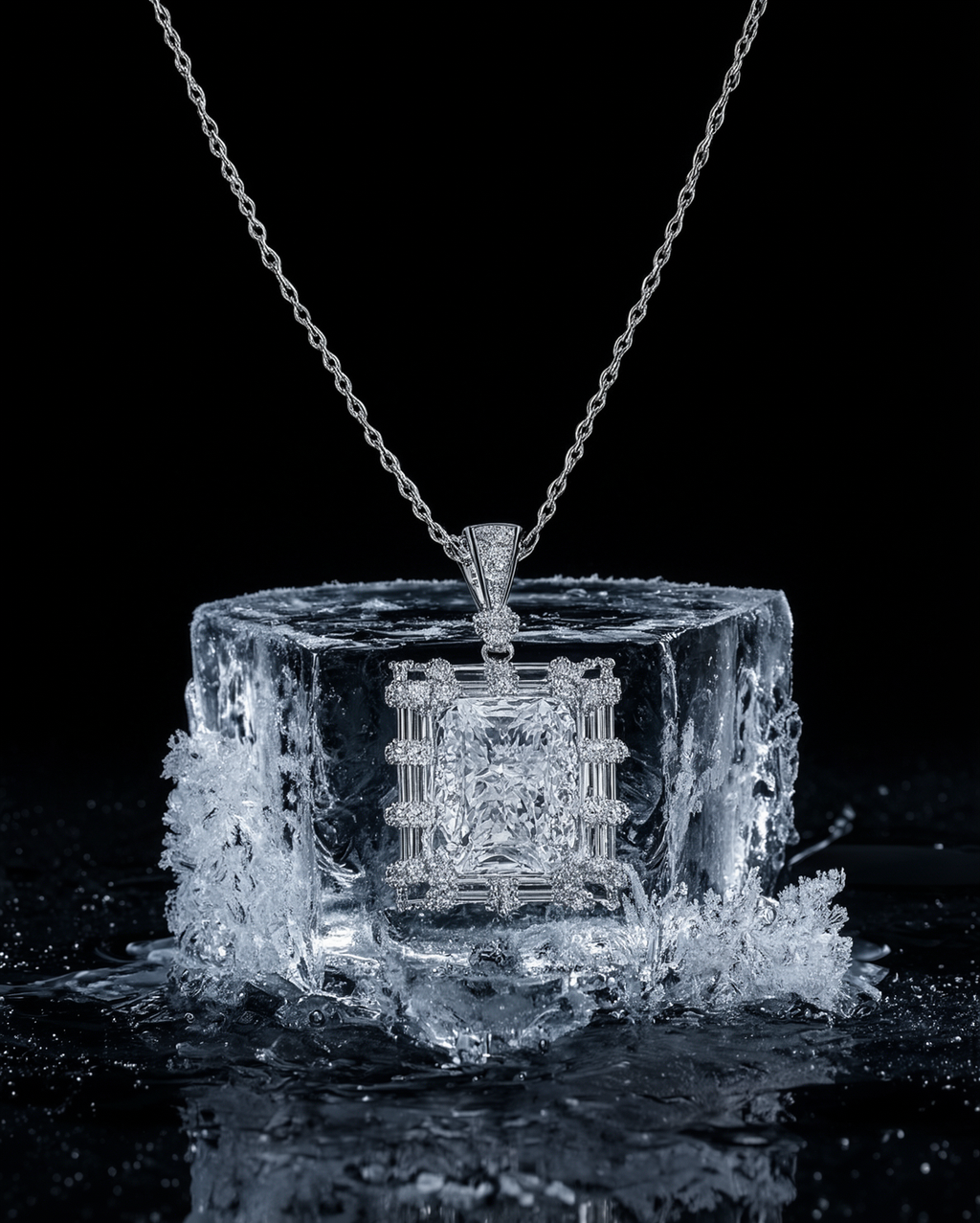 Monolith Pendant - lab-created moissanite necklace in 925 sterling silver - view 3