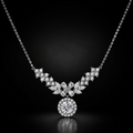 Corona Cascade Necklace - near colorless lab-created moissanite marquise cut necklace in 925 sterling silver