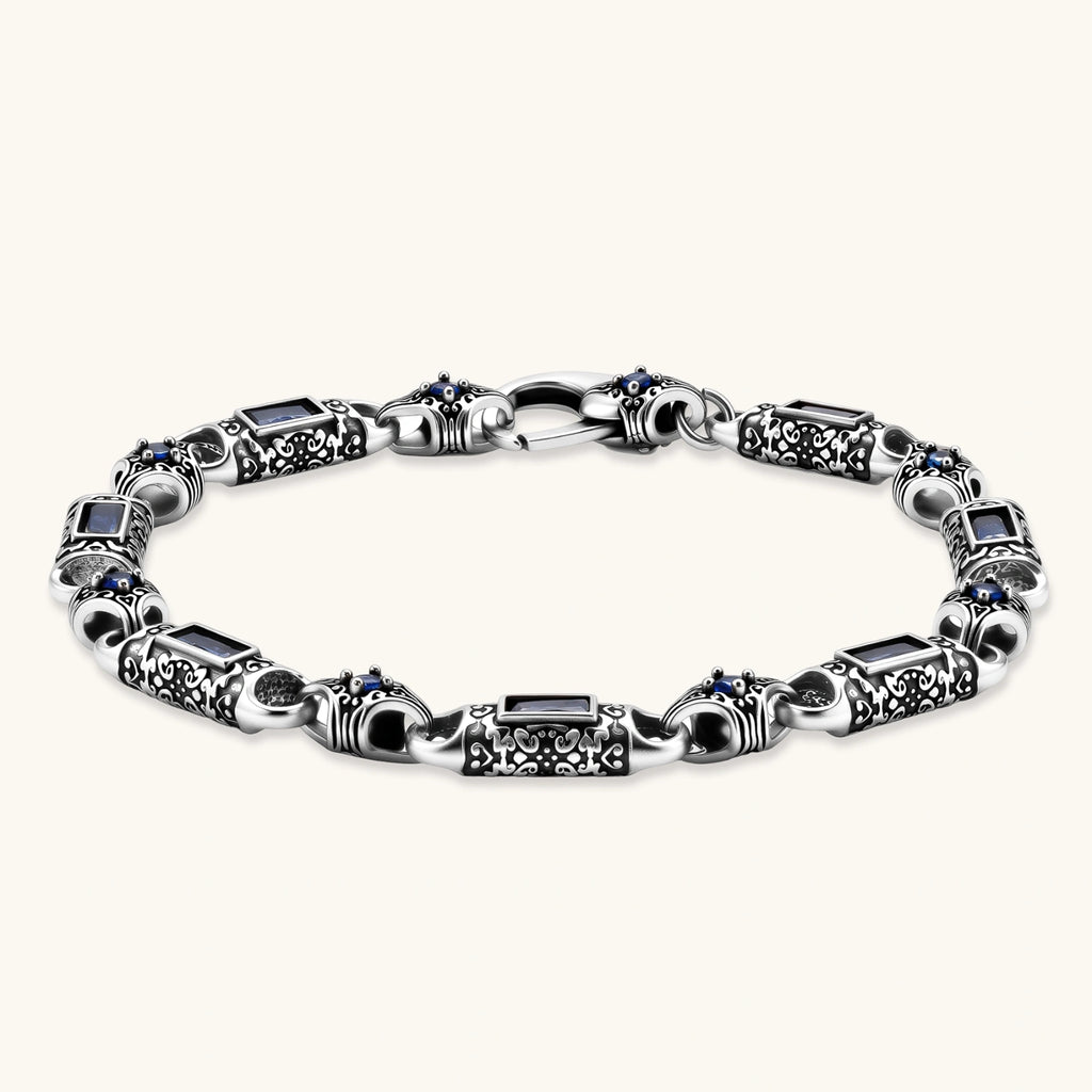Blue Baguette Link Bracelet