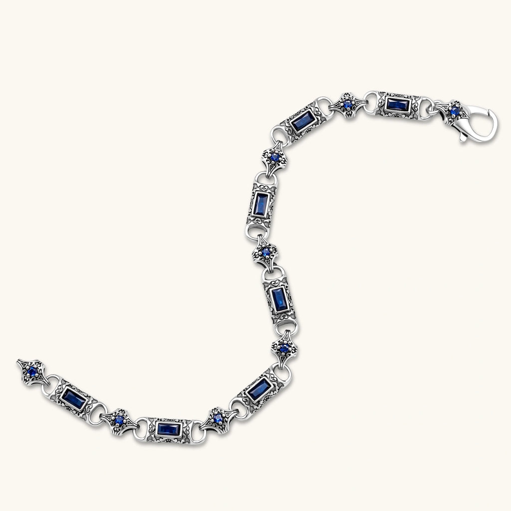 Blue Baguette Link Bracelet