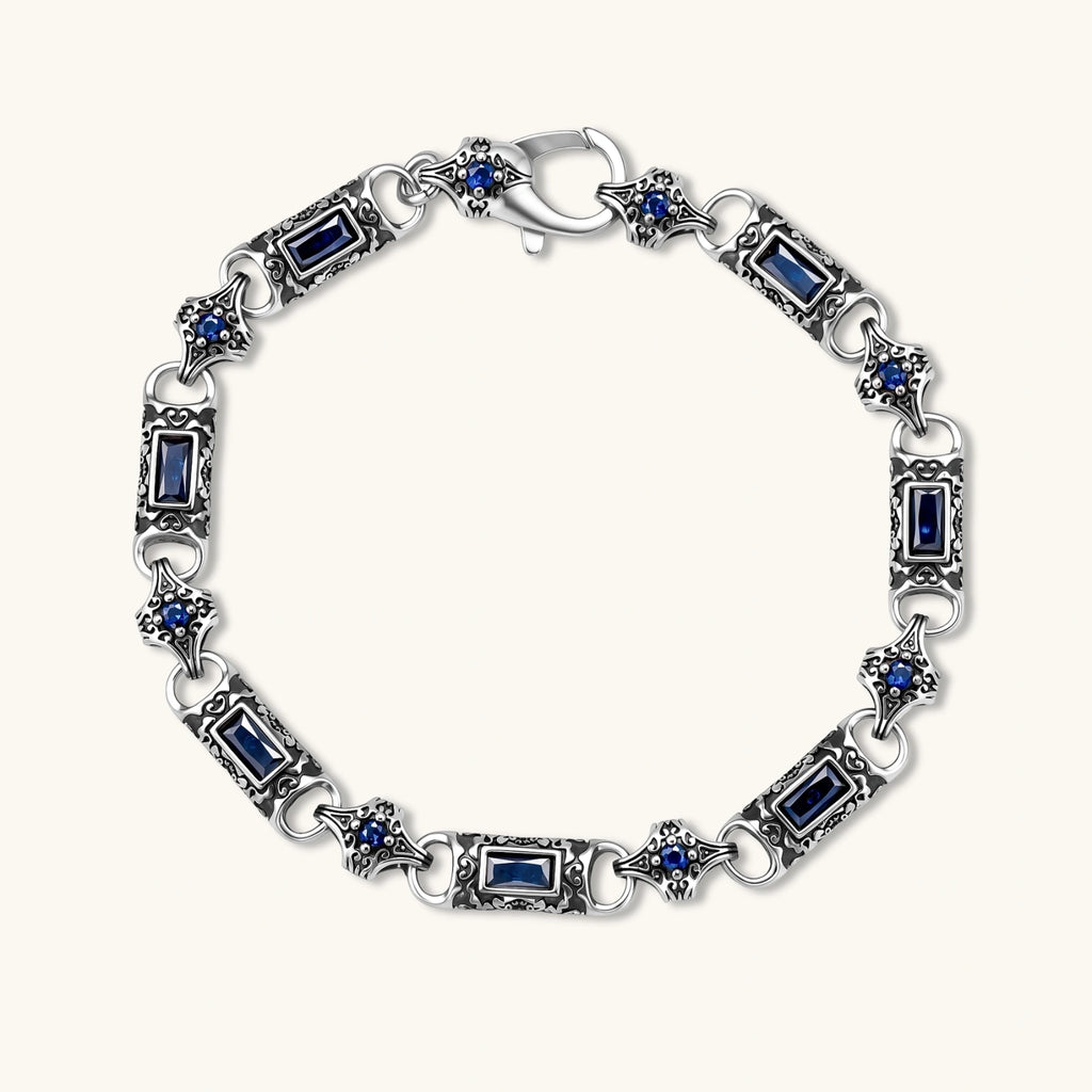 Blue Baguette Link Bracelet