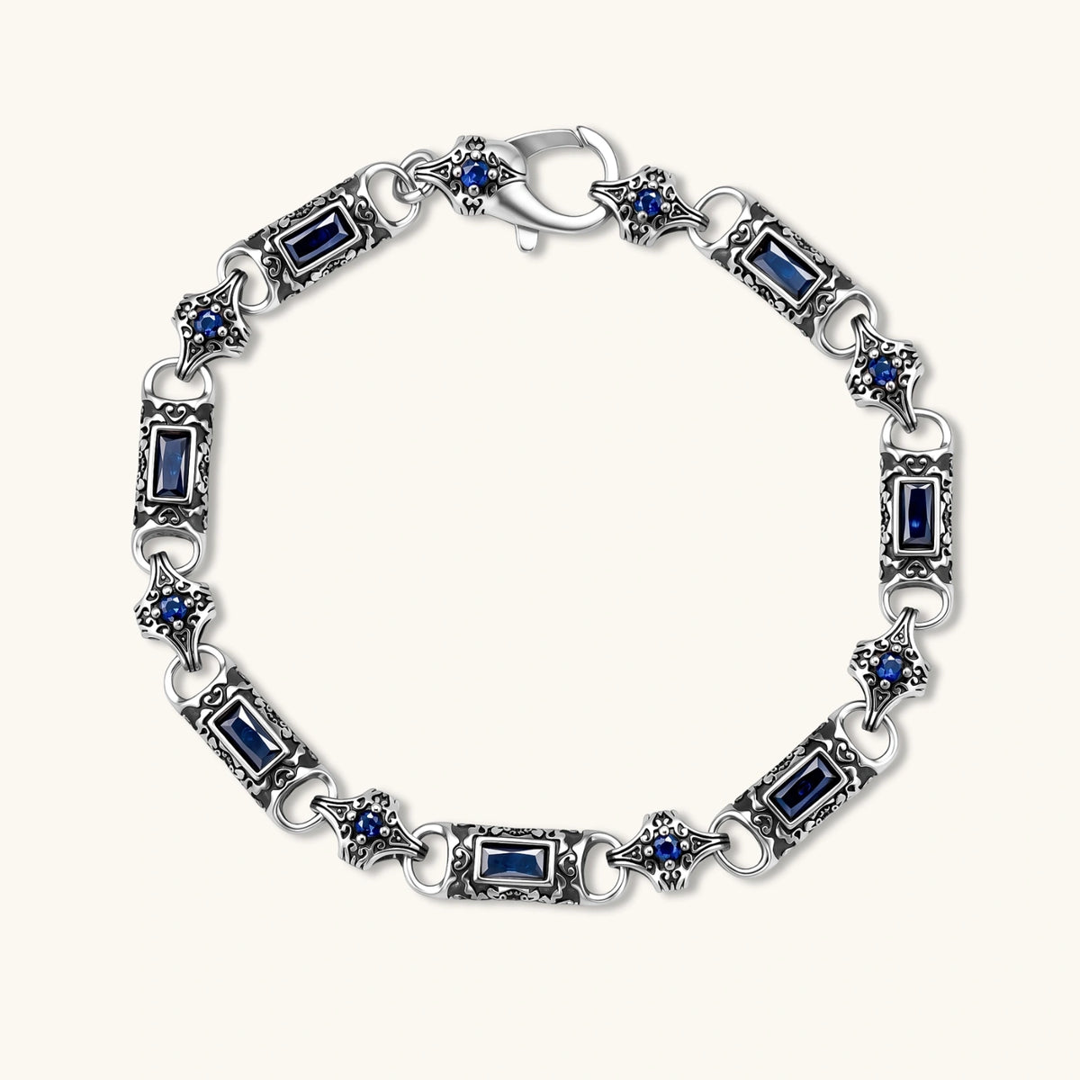 Blue Baguette Link Bracelet