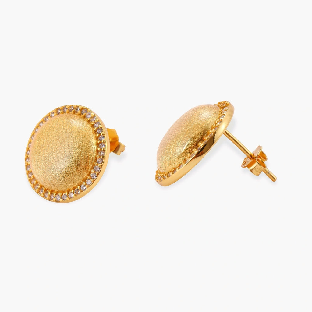 Brushed Dome Halo Earrings