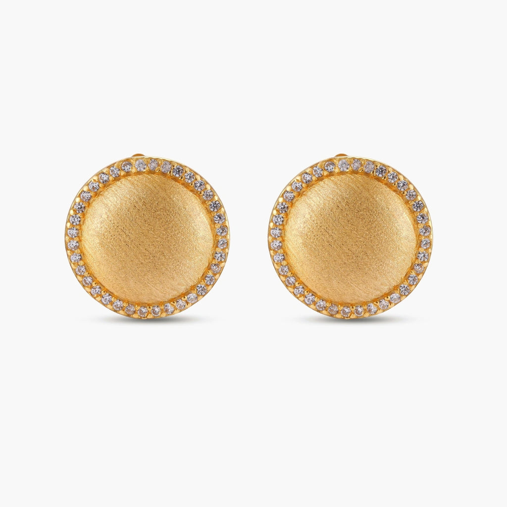 Brushed Dome Halo Earrings