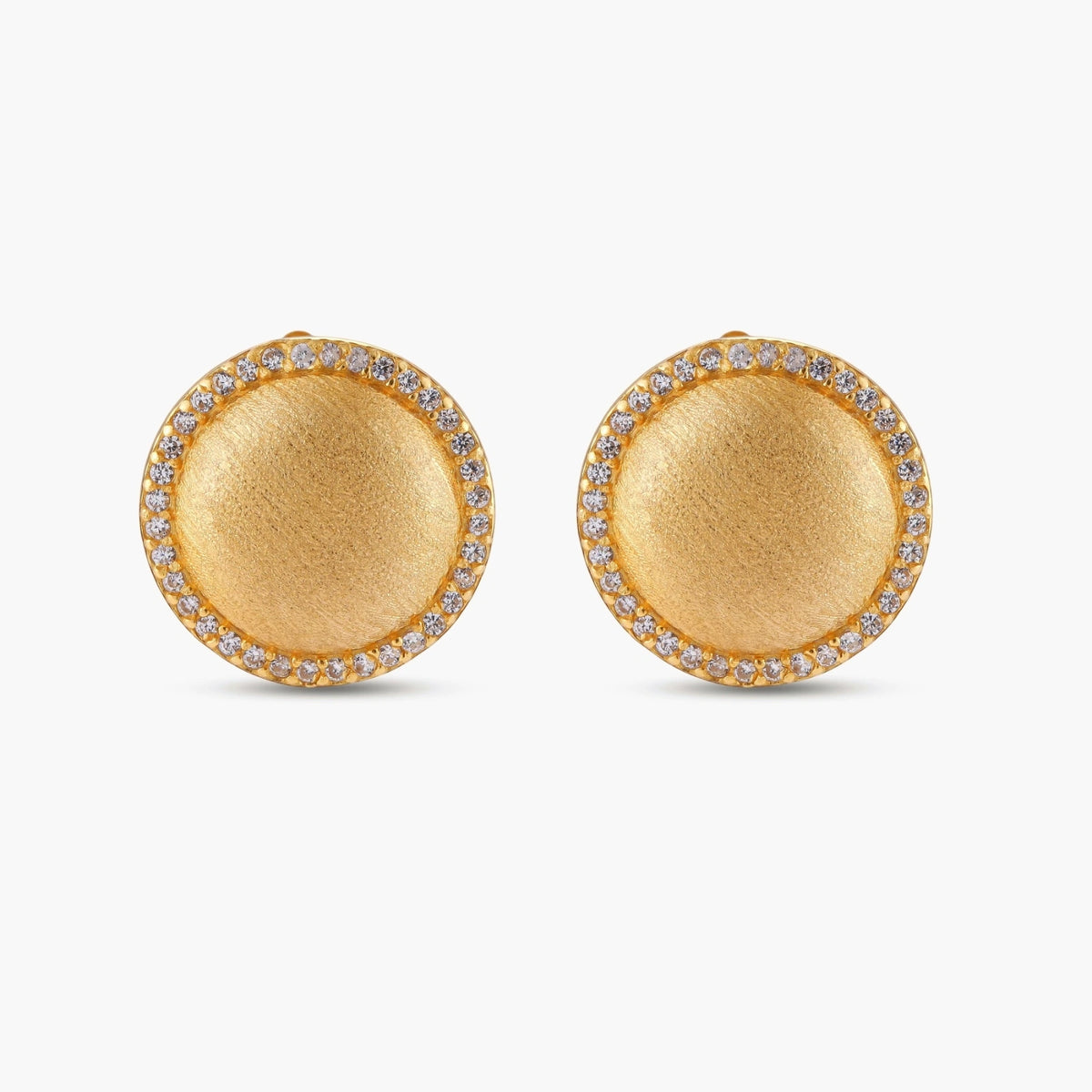 Brushed Dome Halo Earrings