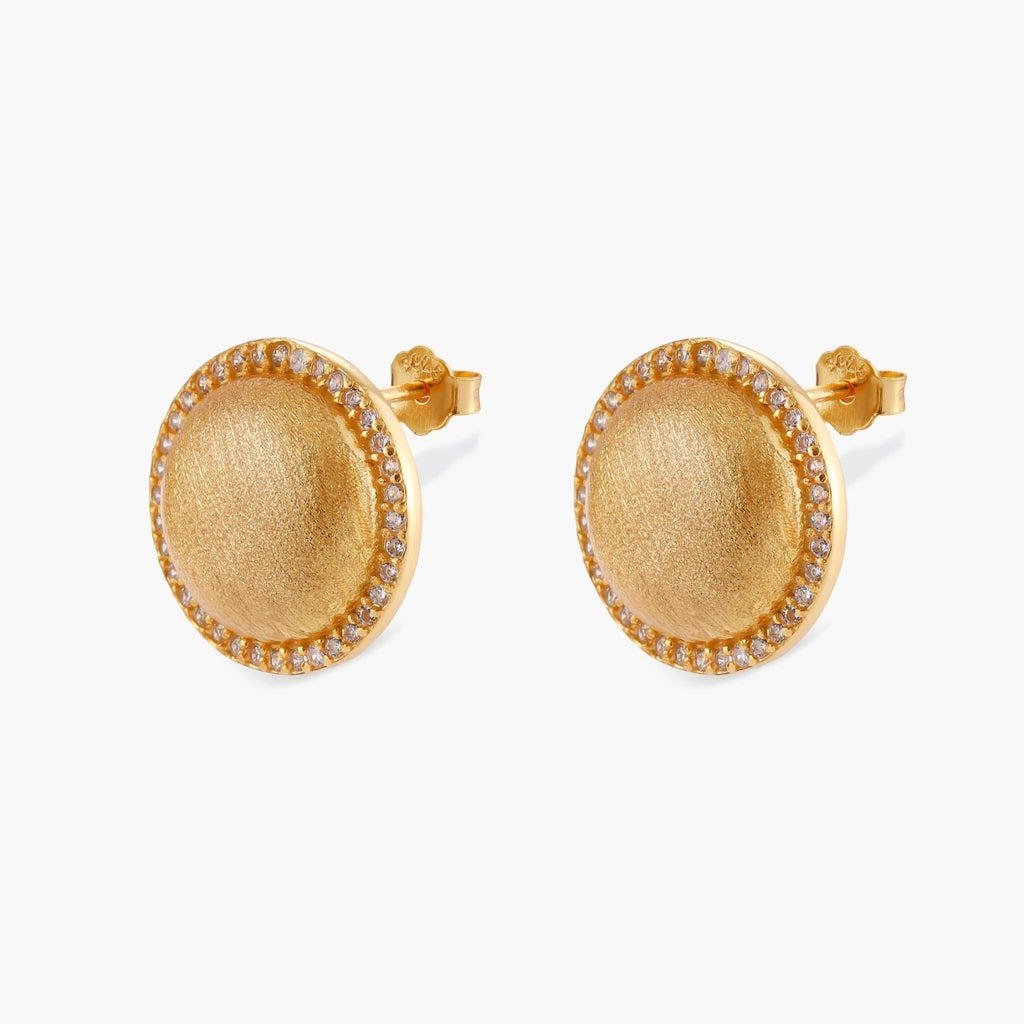 Brushed Dome Halo Earrings