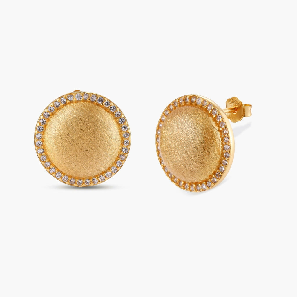 Brushed Dome Halo Earrings