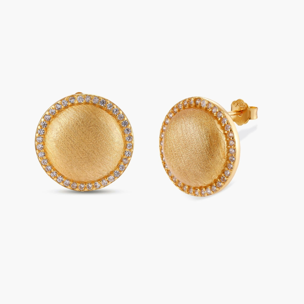 Brushed Dome Halo Earrings
